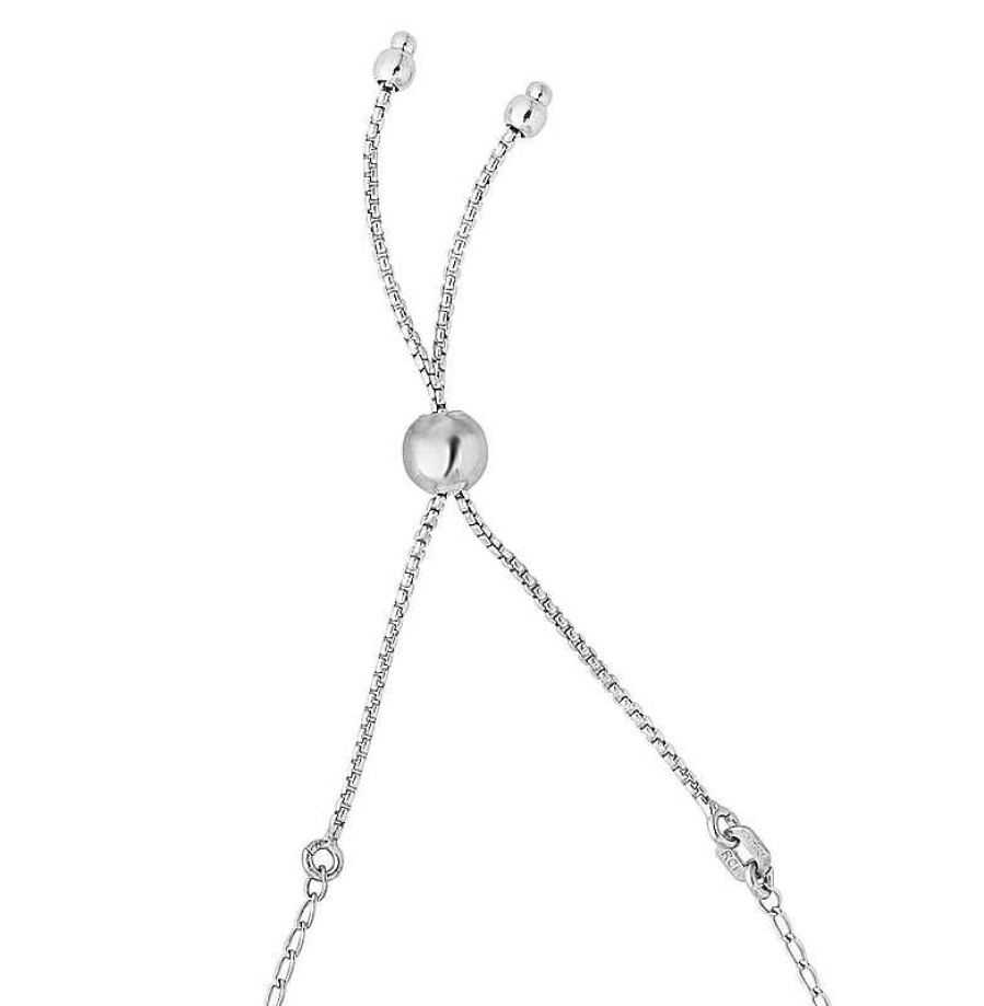 Bracelets Zales | Sideways Cross Rosary-Style Bolo Bracelet In Sterling Silver And Rose Rhodium - 9.25"