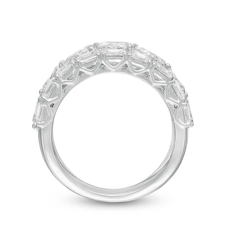 Rings Zales | Vera Wang Love Collection 2-7/8 Ct. T.W. Certified Diamond Three Row Band In 14K White Gold (I/Si2)