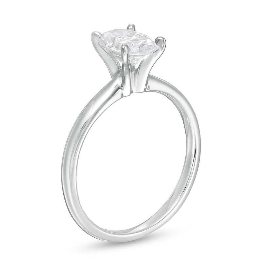 Rings Zales | 1 Ct. T.W. Certified Oval Diamond Solitaire Engagement Ring In 14K White Gold (I/I2)