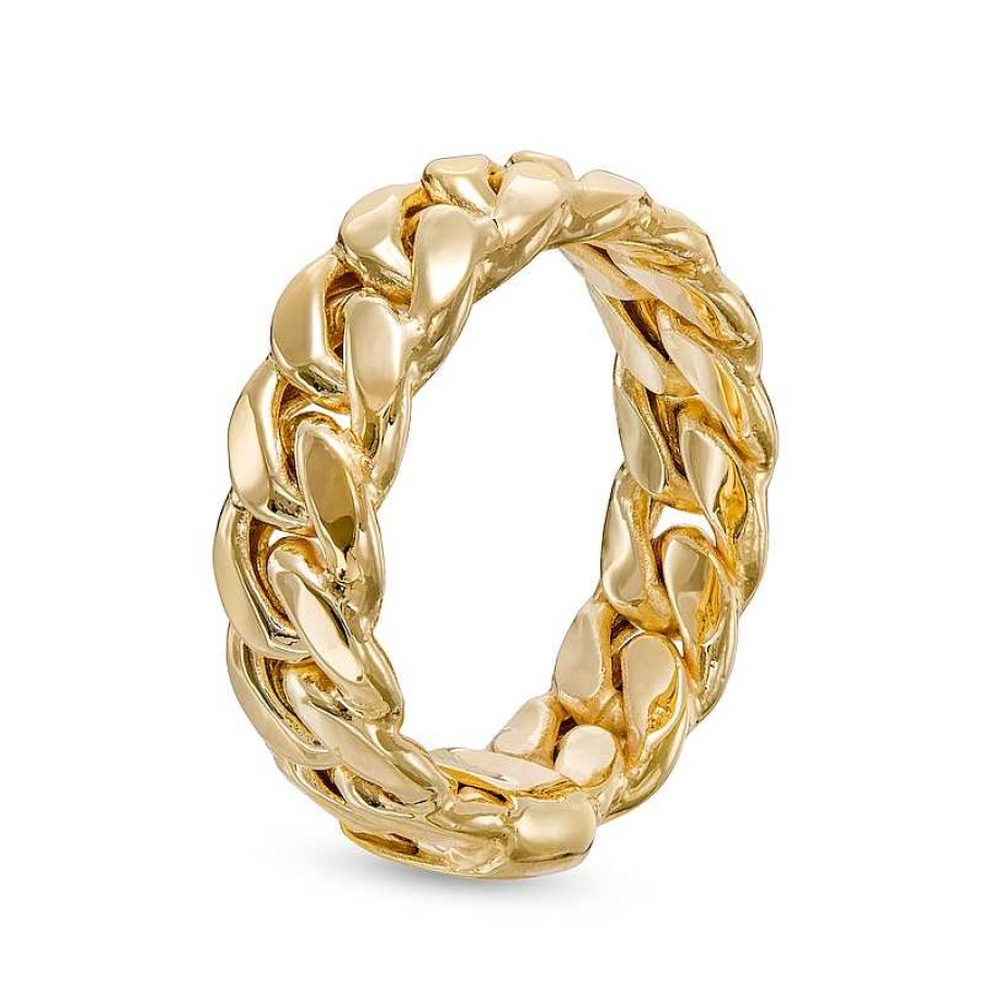 Rings Zales | Ladies' 7.0Mm Curb Chain Link Ring In 10K Gold - Size 7