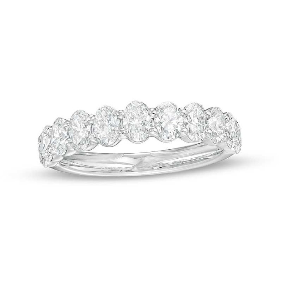 Rings Zales | 1-3/4 Ct. T.W. Certified Oval Diamond Anniversary Band In 14K White Gold (I/Si2)