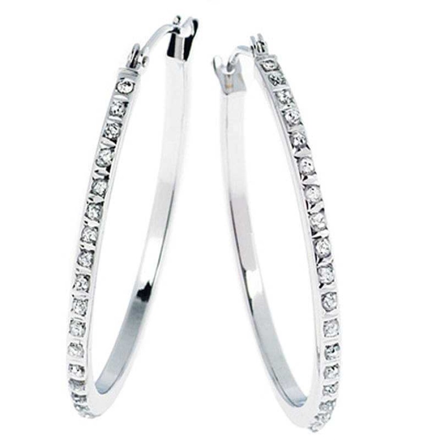 Earrings Zales | Diamond Fascination™ Large Round Hoop Earrings In 14K White Gold