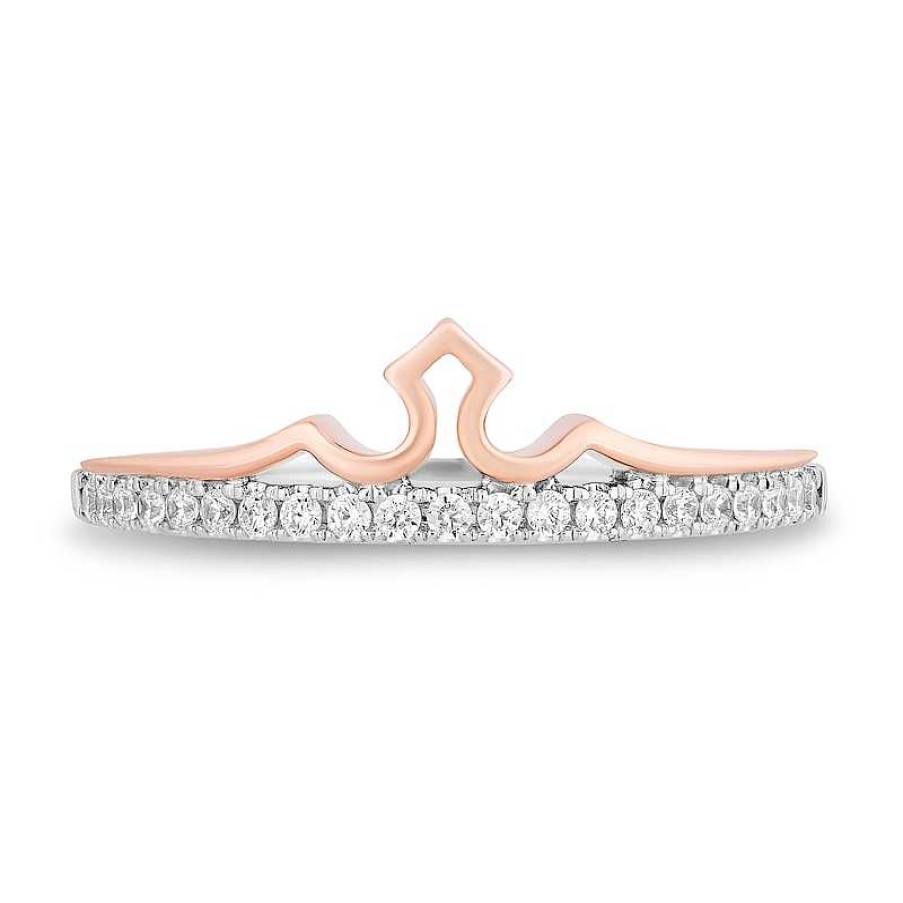 Rings Zales | Enchanted Disney Aurora 1/8 Ct. T.W. Diamond Tiara Band In 14K Two-Tone Gold