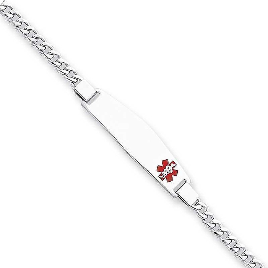 Bracelets Zales | 4.0Mm Medical Alert Notification Curb Id Bracelet In Sterling Silver (4 Lines)