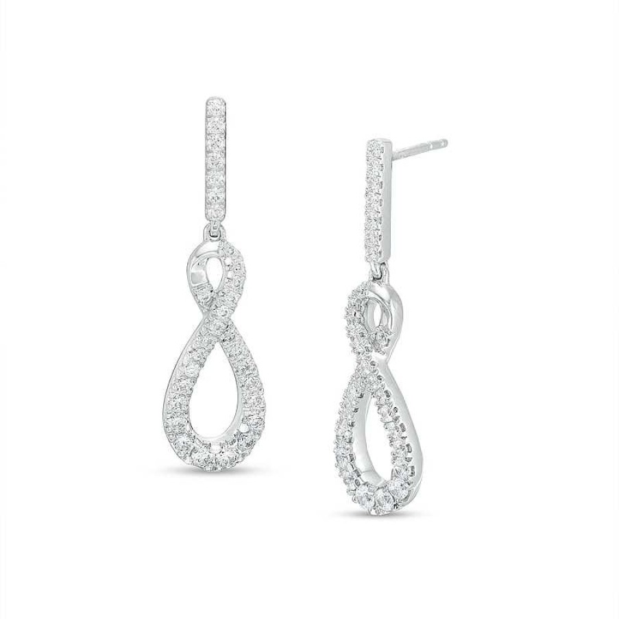 Earrings Zales | 5/8 Ct. T.W. Certified Lab-Created Diamond Graduated Infinity Loop Drop Earrings In 14K White Gold (F/Si2)