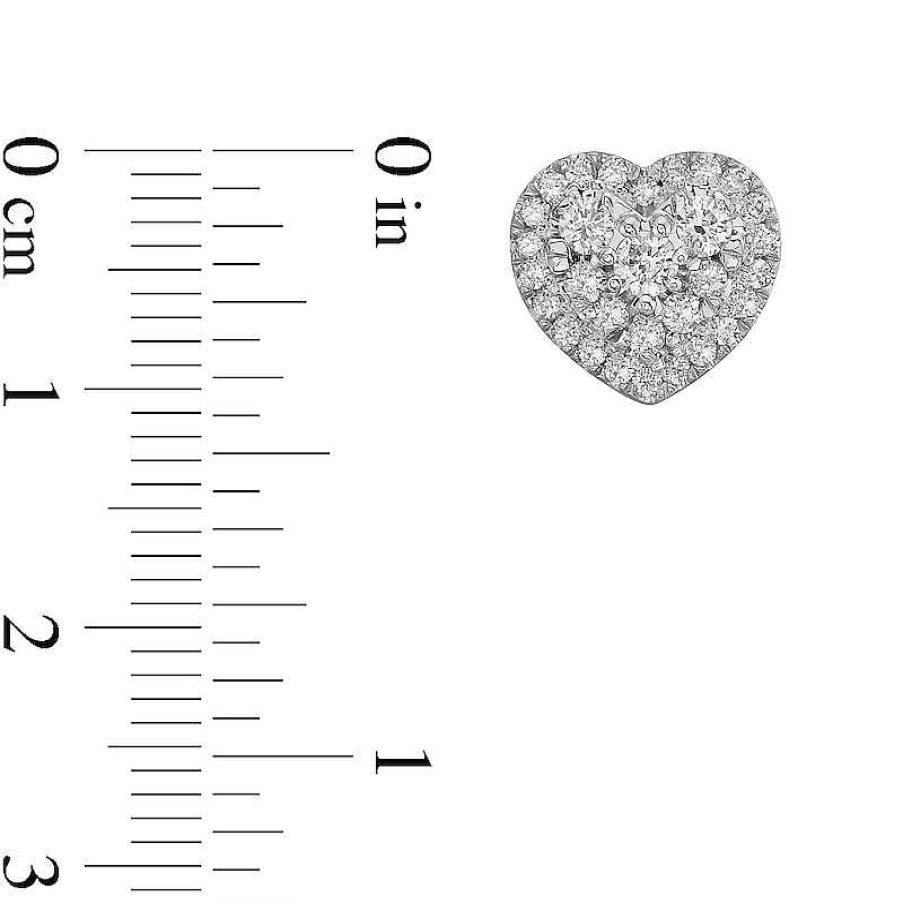 Earrings Zales | 1 Ct. T.W. Composite Heart-Shaped Diamond Frame Stud Earrings In 10K White Gold