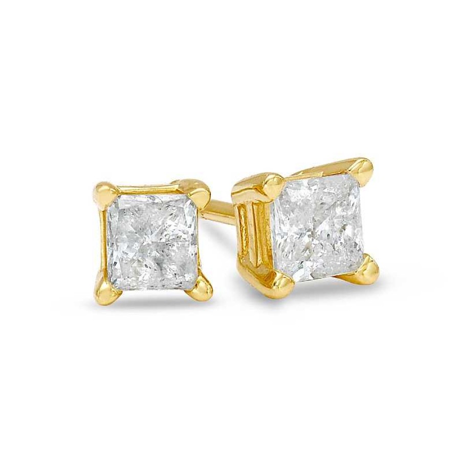 Earrings Zales | 3/8 Ct. T.W. Princess-Cut Diamond Solitaire Stud Earrings In 14K Gold (J/I3)