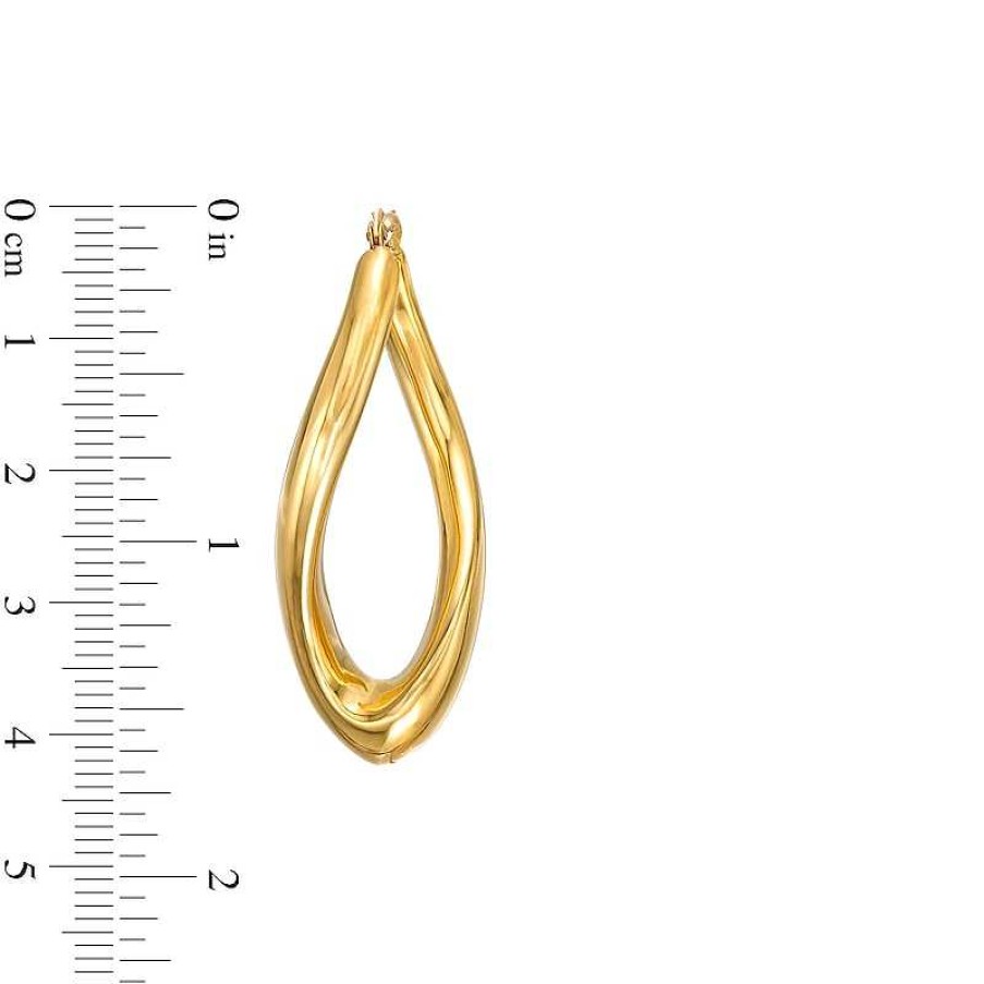 Earrings Zales | 21.0Mm Sculpted Hollow 14K Gold Hoop Earrings