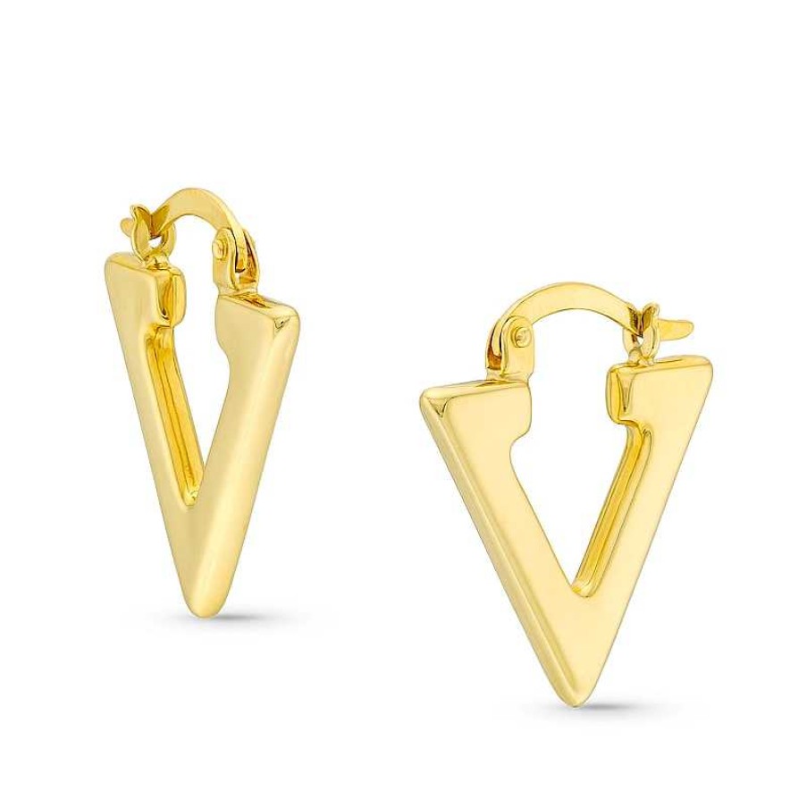 Earrings Zales | Triangle-Shaped Hoop Earrings In 14K Gold