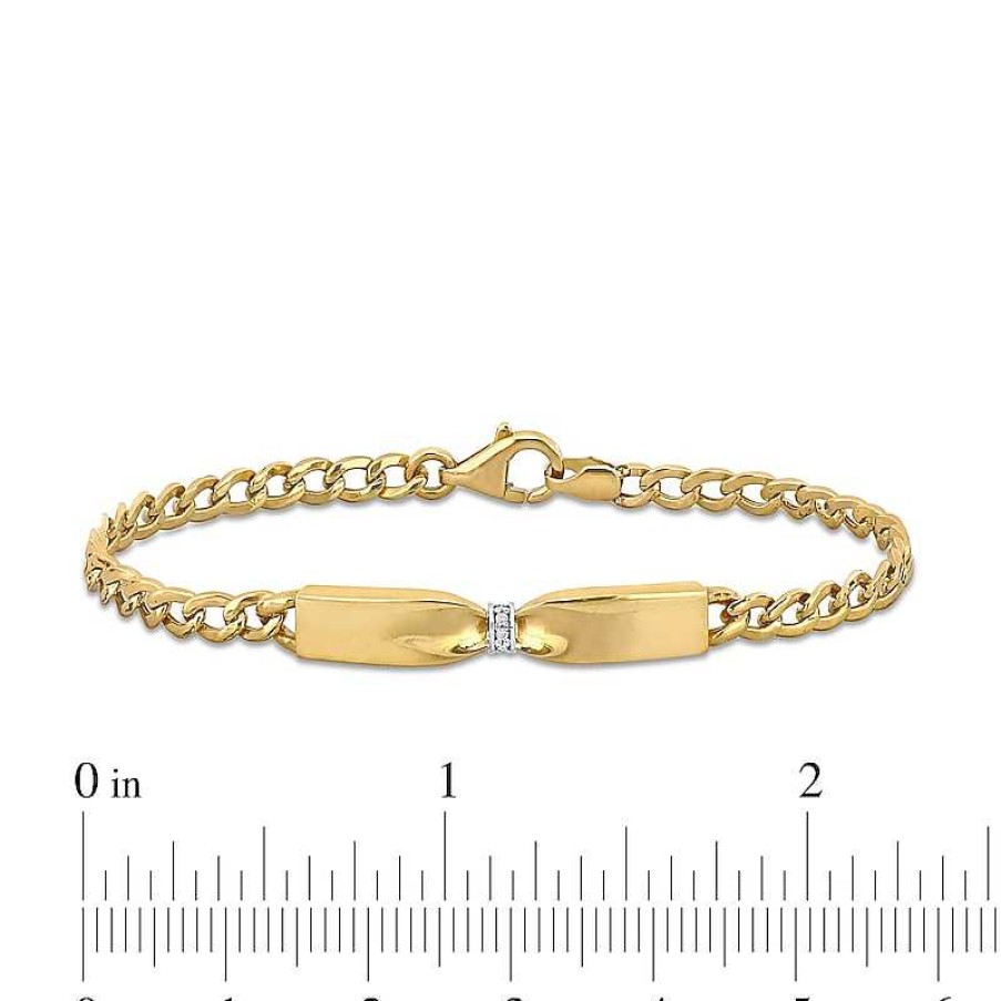 Bracelets Zales | Eternally Bonded 1/20 Ct. T.W. Diamond Collar Tie Bar Bracelet In 14K Gold - 7.25"