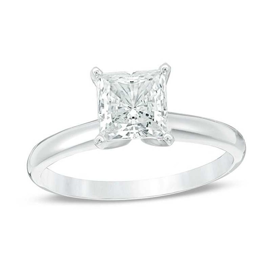 Rings Zales | 1 Ct. Certified Princess-Cut Diamond Solitaire Engagement Ring In 14K White Gold (I/I2)