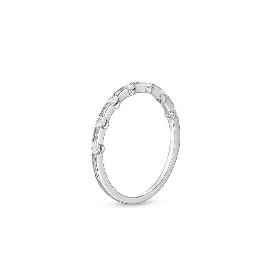 Rings Zales | 1/4 Ct. T.W. Diamond Line Seven Stone Station Band In 14K White Gold