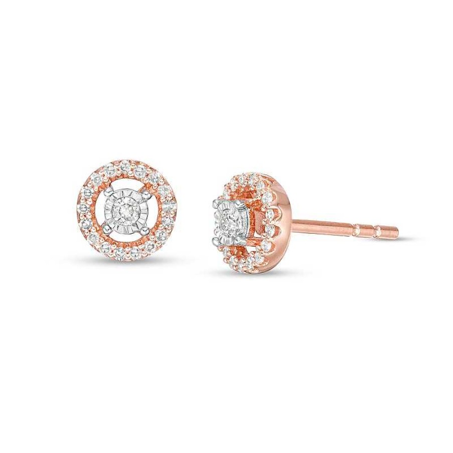 Earrings Zales | 1/8 Ct. T.W. Diamond Open Circle Frame Stud Earrings In 10K Rose Gold