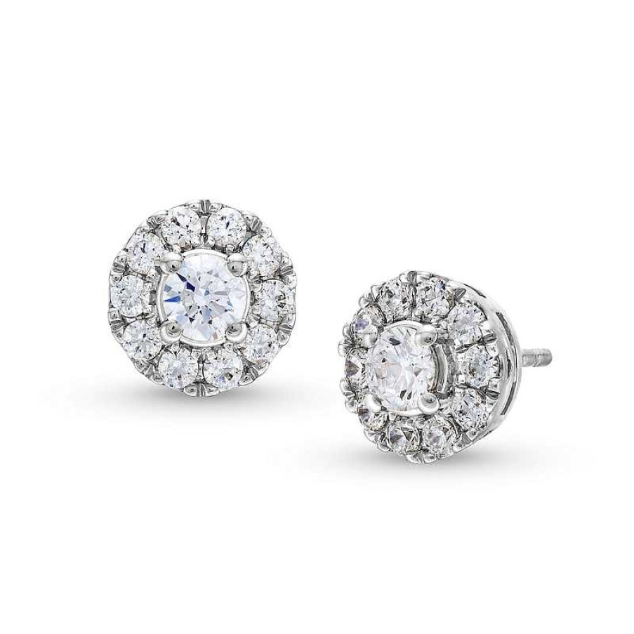 Earrings Zales | 1 Ct. T.W. Diamond Frame Stud Earrings In 10K White Gold (J/I2)