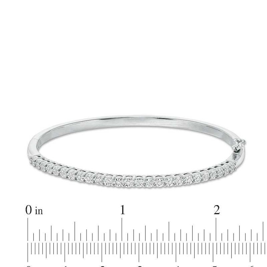 Bracelets Zales | 1/4 Ct. T.W. Diamond Bangle In Sterling Silver