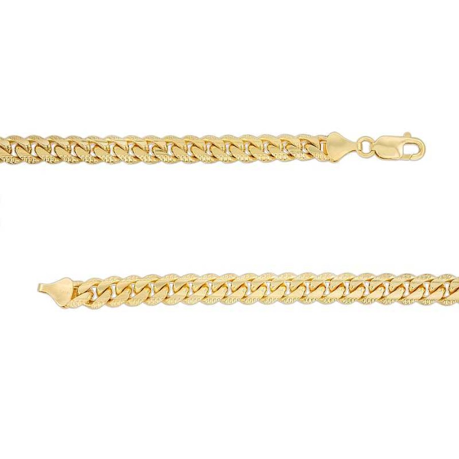 Bracelets Zales | Men'S 8.25Mm Diamond-Cut Solid Cuban Curb Chain Bracelet In 10K Gold - 8.5"