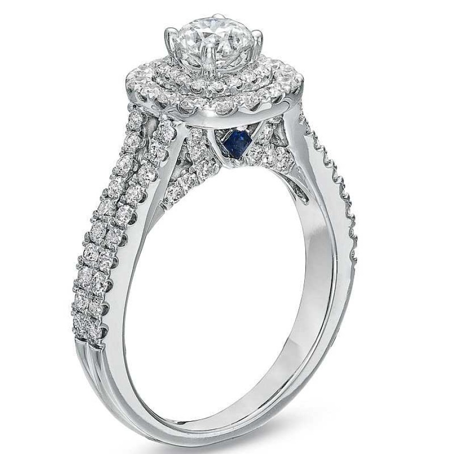 Rings Zales | Vera Wang Love Collection 1-1/2 Ct. T.W. Diamond Frame Split Shank Engagement Ring In 14K White Gold