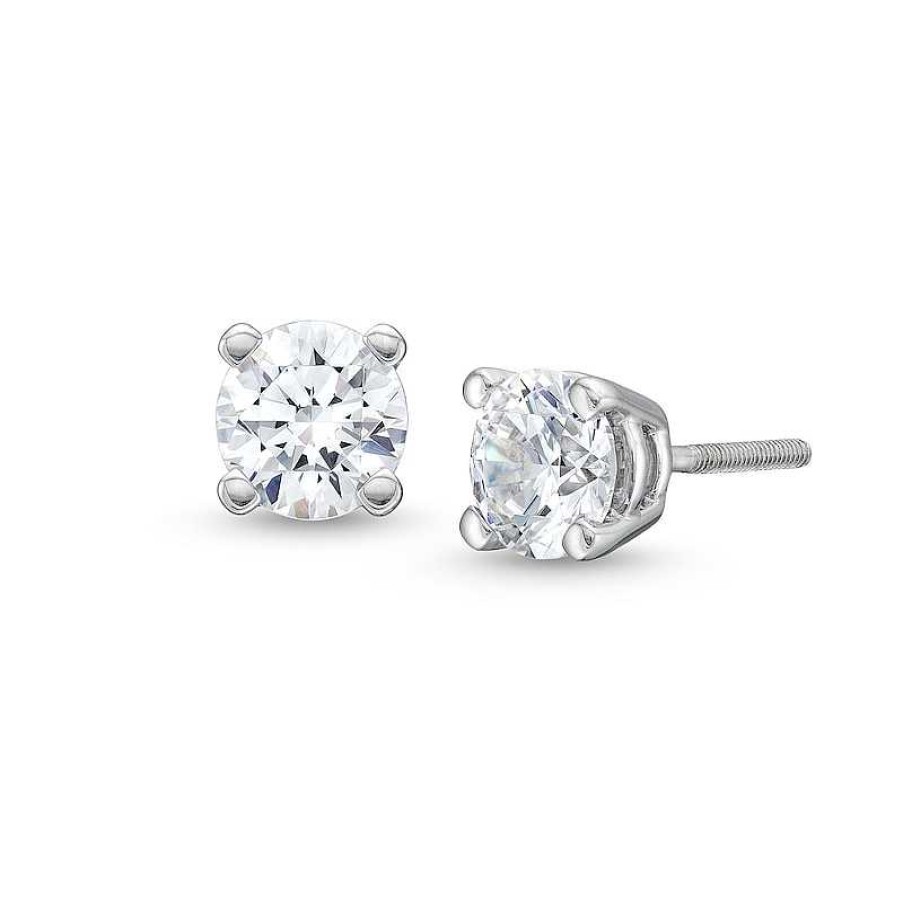 Earrings Zales | 1-1/2 Ct. T.W. Certified Lab-Created Diamond Solitaire Stud Earrings In 14K White Gold (I/Si2)