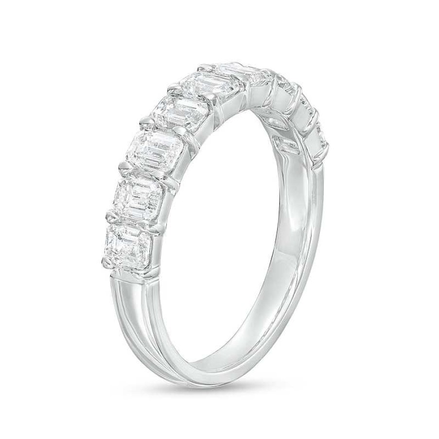 Rings Zales | 1-3/4 Ct. T.W. Certified Emerald-Cut Diamond Anniversary Band In 14K White Gold (I/Si2)