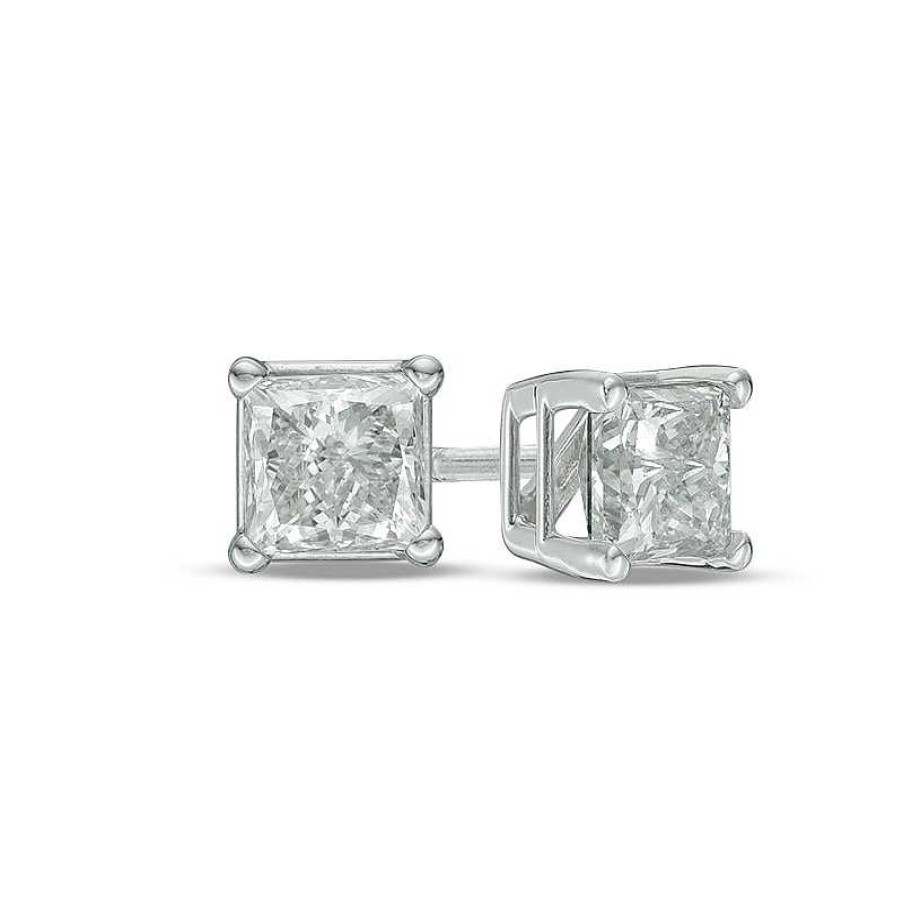 Earrings Zales | 1 Ct. T.W. Princess-Cut Diamond Solitaire Stud Earrings In 14K White Gold (I/I2)