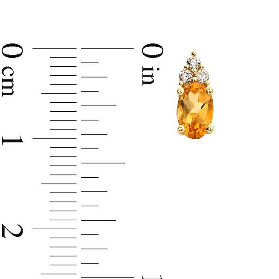 Earrings Zales | Oval Citrine And 1/10 Ct. T.W. Diamond Stud Earrings In 10K Gold