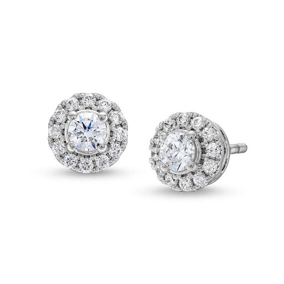 Earrings Zales | 1/2 Ct. T.W. Diamond Frame Stud Earrings In 10K White Gold (J/I2)