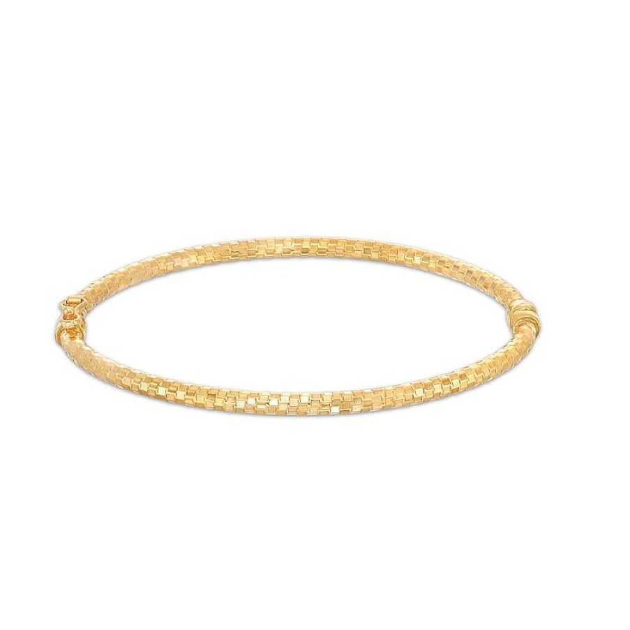 Bracelets Zales | 3.0Mm Diamond-Cut Hollow Bangle In 10K Gold – 7.25"