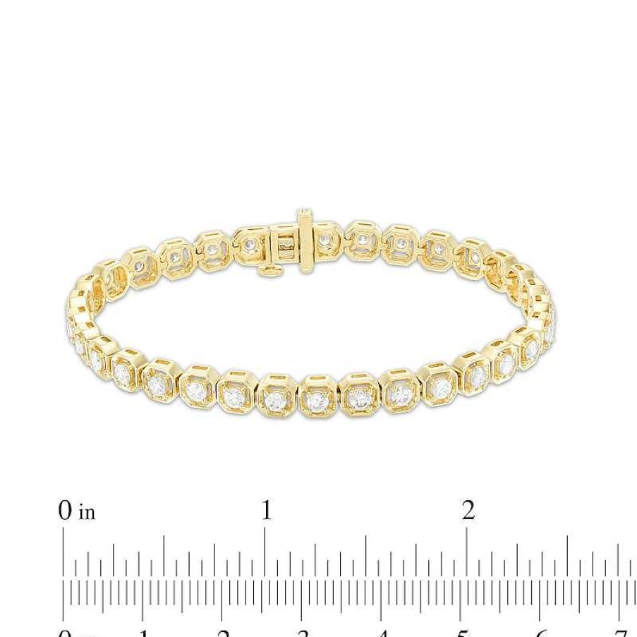 Bracelets Zales | 3 Ct. T.W. Diamond Geometric Frames Tennis Bracelet In 10K Gold