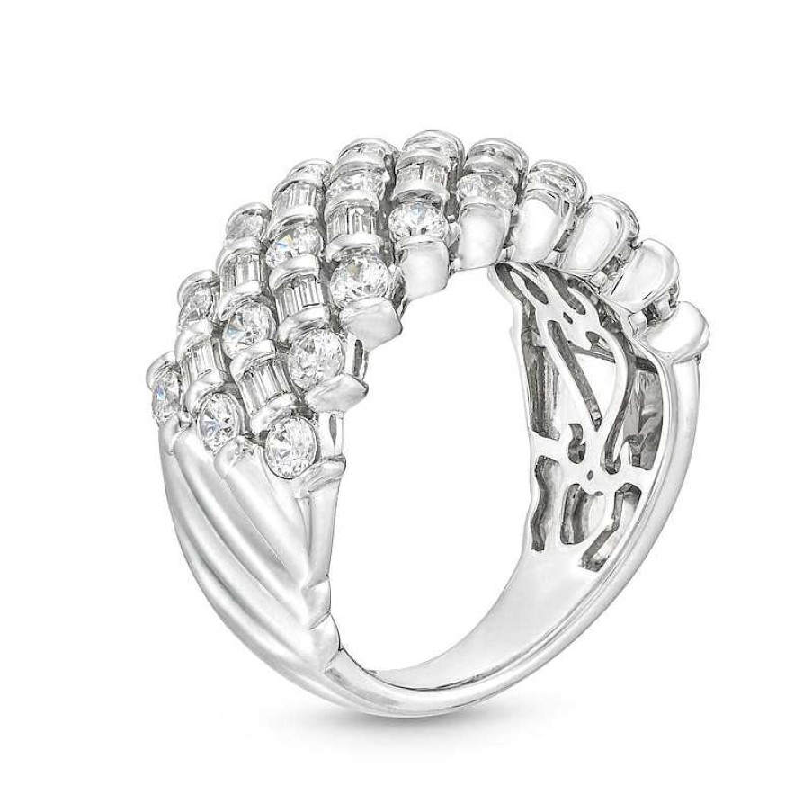 Rings Zales | 2 Ct. T.W. Certified Lab-Created Diamond Quilt Pattern Ring In 14K White Gold (F/Si2)