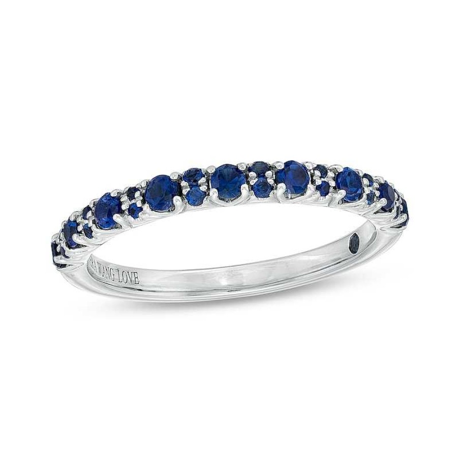 Rings Zales | Vera Wang Love Collection Blue Sapphire Anniversary Band In 14K White Gold