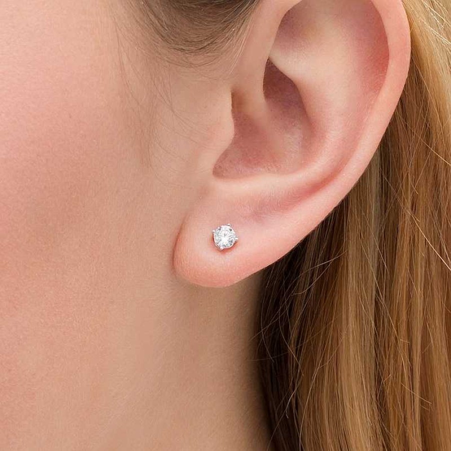 Earrings Zales | 1/2 Ct. T.W. Certified Lab-Created Diamond Solitaire Stud Earrings In 14K White Gold (F/Si2)