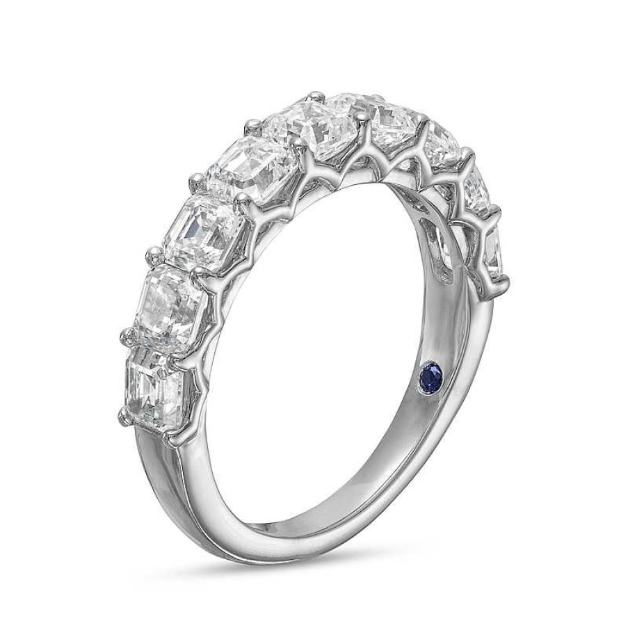 Rings Zales | Vera Wang Love Collection 2-3/8 Ct. T.W. Certified Asscher-Cut Diamond Anniversary Band In 14K White Gold (I/Si2)