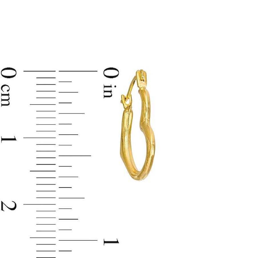 Earrings Zales | Child'S Tilted Heart Hoop Earrings In 14K Gold