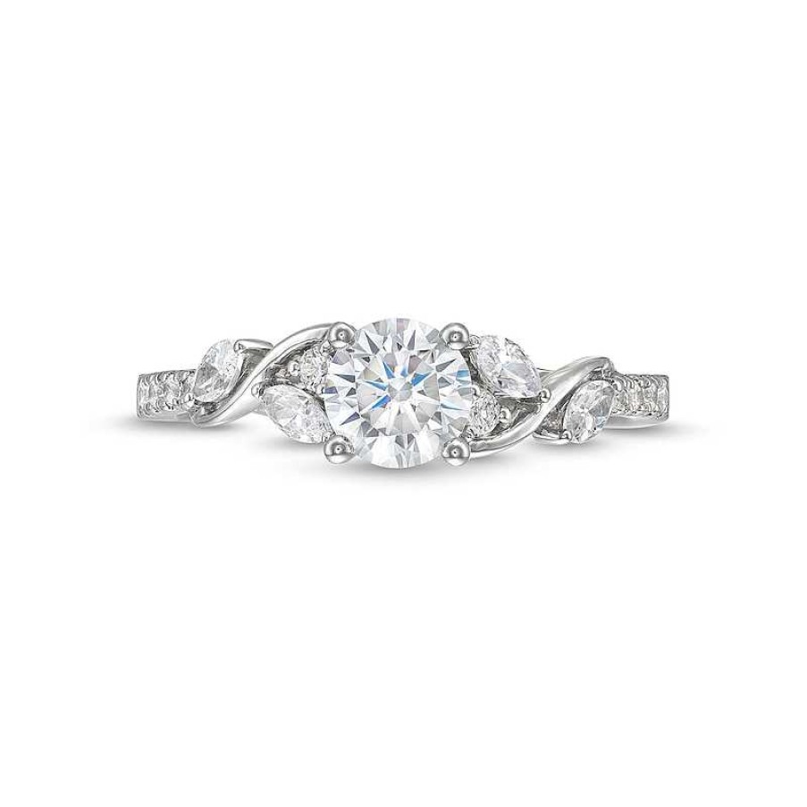 Rings Zales | 7/8 Ct. T.W. Diamond Vine Cascading Engagement Ring In 14K White Gold (I/I2)