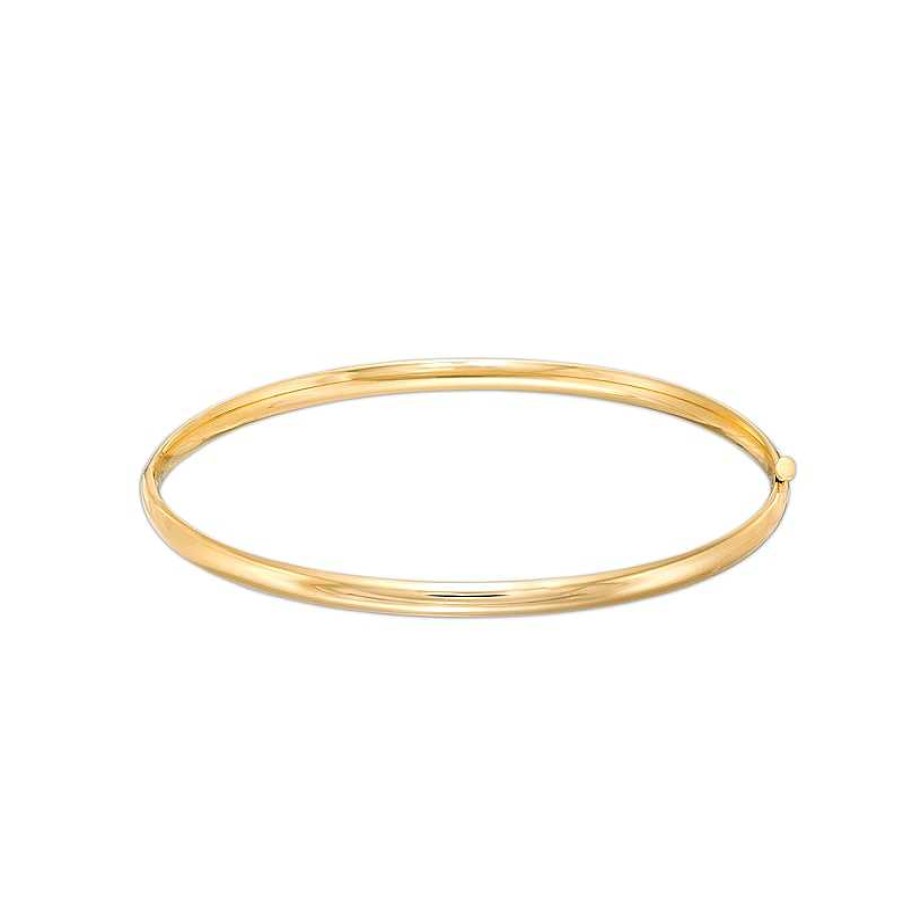 Bracelets Zales | Polished 3.2Mm Bangle In Hollow 14K Gold - 7.5"