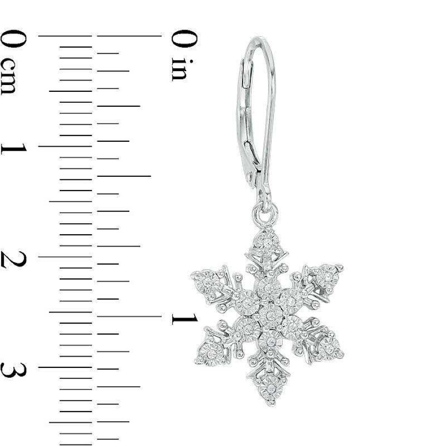 Earrings Zales | 1/10 Ct. T.W. Diamond Snowflake Drop Earrings In 10K White Gold