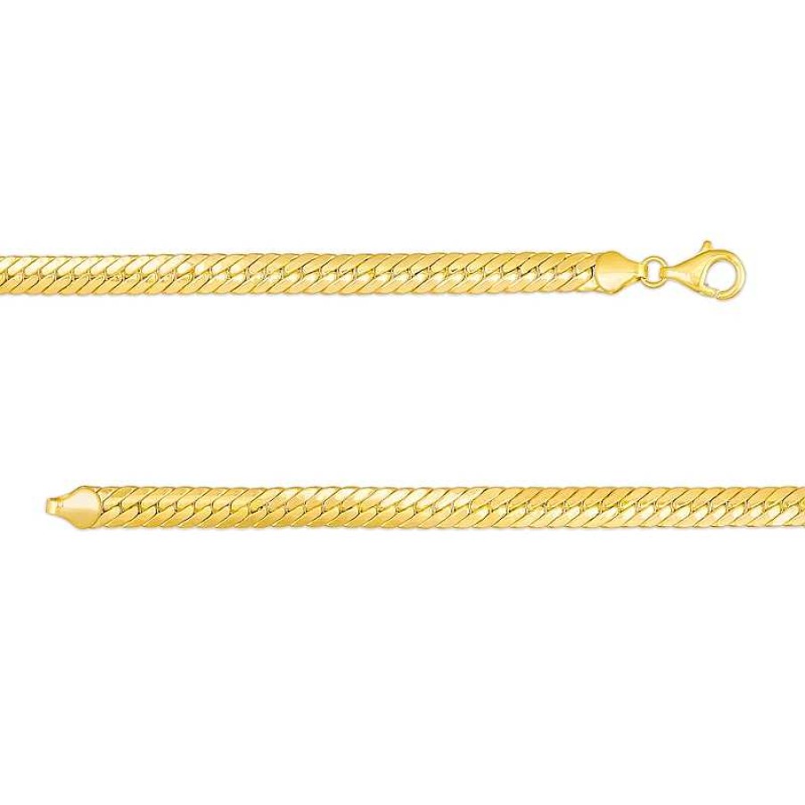 Bracelets Zales | 5.0Mm Hollow Cuban Snake Chain Bracelet In 10K Gold - 7.5"