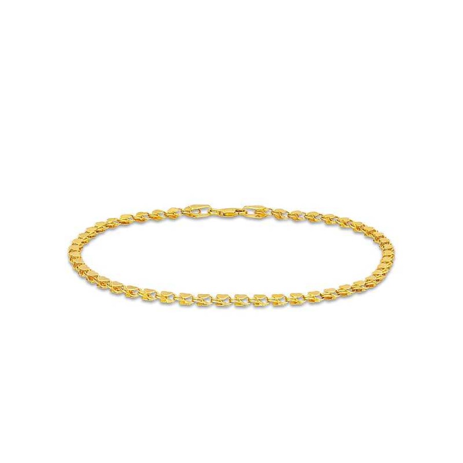 Bracelets Zales | Mirror Heart Anklet In 10K Gold - 9.0"