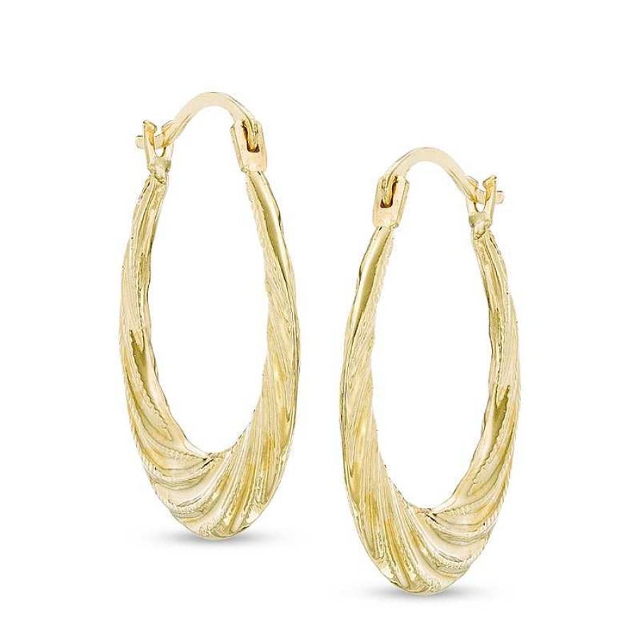 Earrings Zales | Textured Swirl Hoop Earrings In 14K Gold