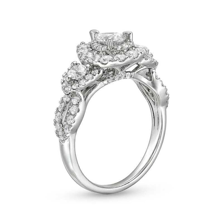 Rings Zales | 1-1/2 Ct. T.W. Pear-Shaped Diamond Split Shank Past Present Future® Engagement Ring In 14K White Gold (I/I1)