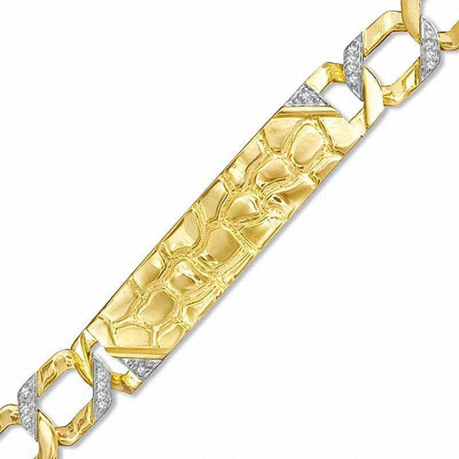 Bracelets Zales | Men'S 1/4 Ct. T.W. Diamond Bracelet In 18K Gold Vermeil - 8.5"