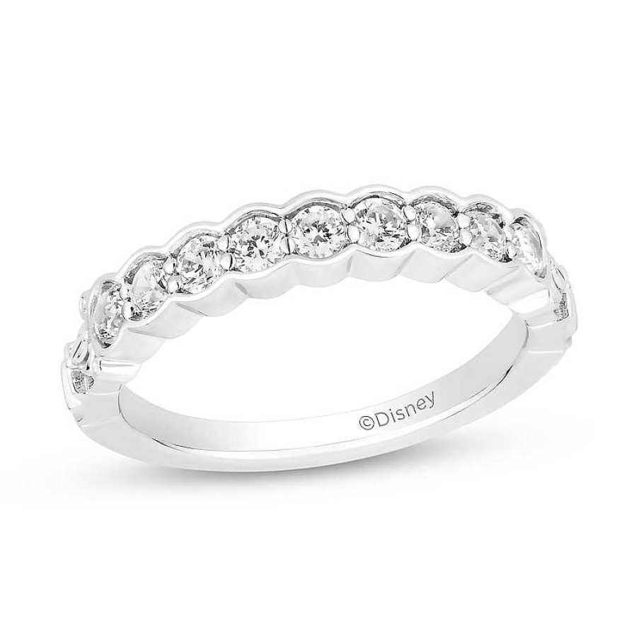 Rings Zales | Enchanted Disney Cinderella 1/2 Ct. T.W. Diamond Band In 14K White Gold