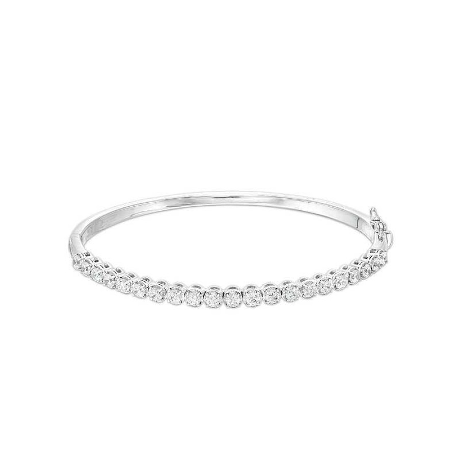 Bracelets Zales | 2 Ct. T.W. Certified Lab-Created Diamond Bangle In 14K White Gold (F/Si2) – 7.25"