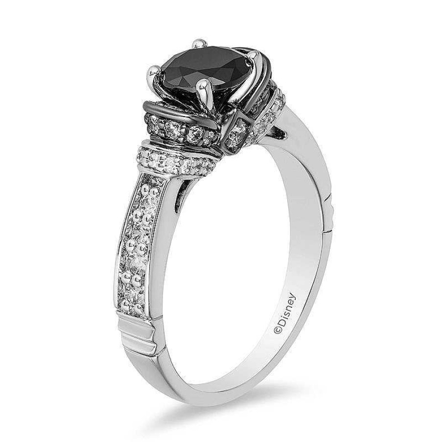 Rings Zales | Enchanted Disney Villains Evil Queen 1-1/2 Ct. T.W. Black And White Diamond Engagement Ring In 14K White Gold