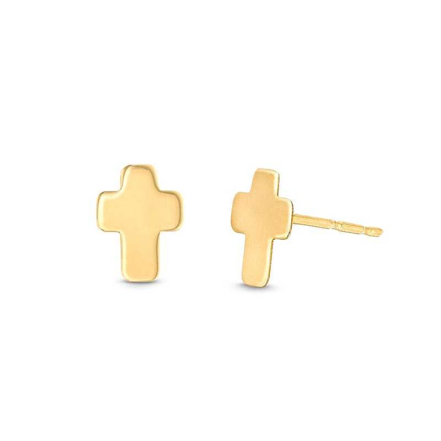 Earrings Zales | Rounded Cross Stud Earrings In 14K Gold