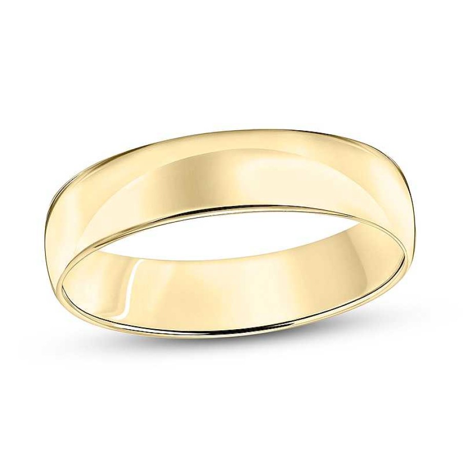 Rings Zales | 5.0Mm Engravable Low Dome Comfort-Fit Wedding Band In 14K Gold (1 Line)