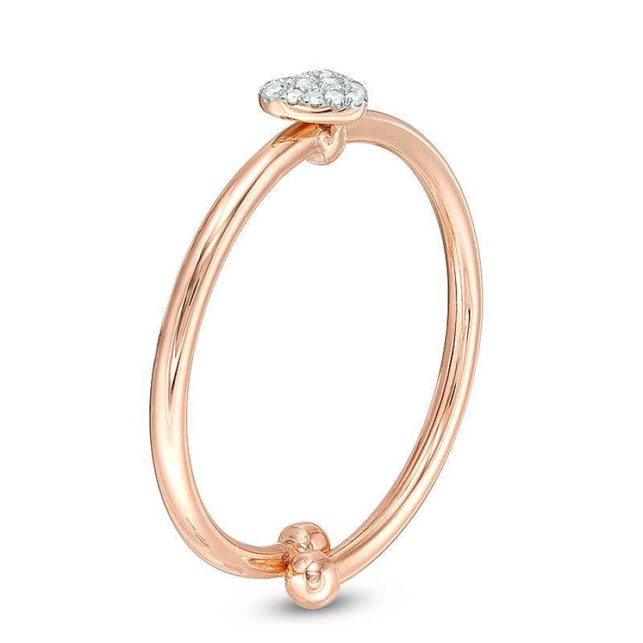 Rings Zales | 1/20 Ct. T.W. Heart-Shaped Multi-Diamond Adjustable Ring In 10K Rose Gold - Size 7