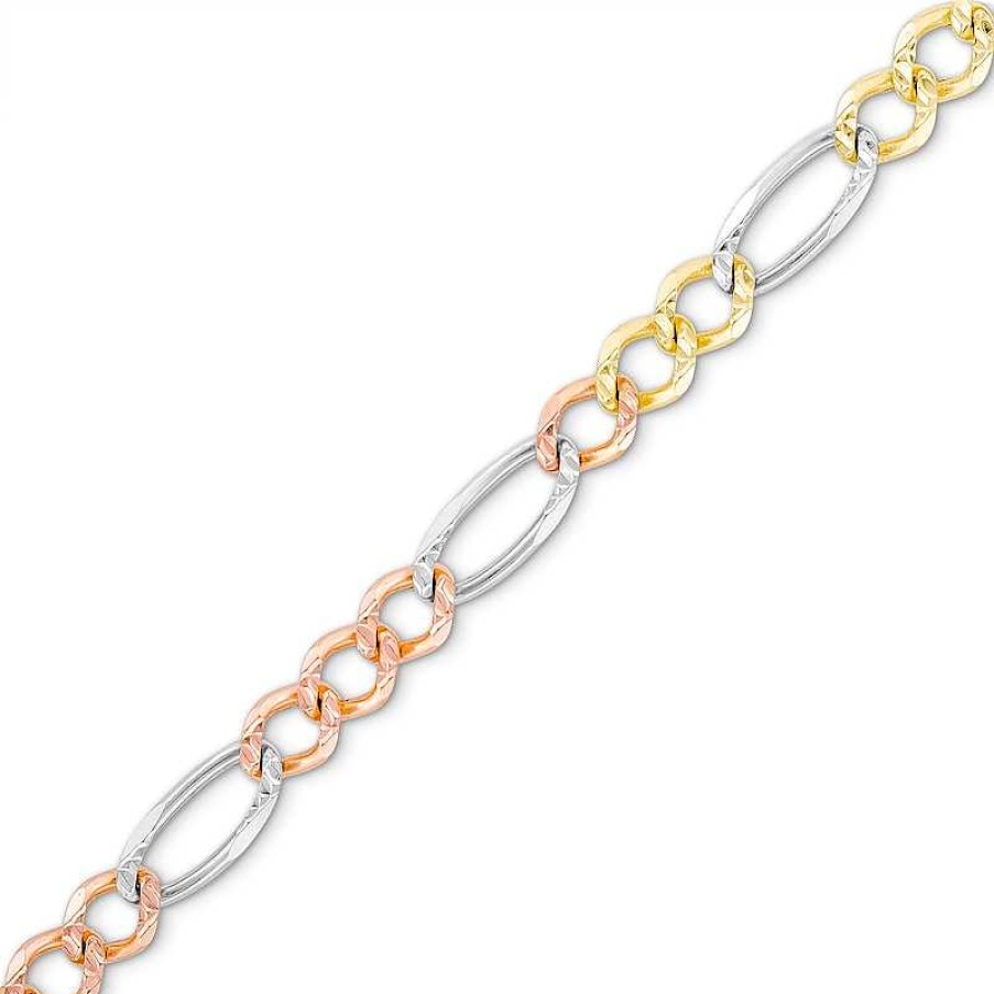 Bracelets Zales | Men'S 4.6Mm Figaro Chain Bracelet In Solid 14K Tri-Tone Gold - 8.5"