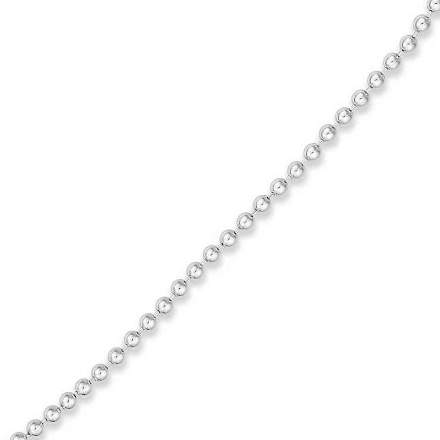 Bracelets Zales | 2.0Mm Solid Bead Chain Bracelet In 14K White Gold - 7.5"