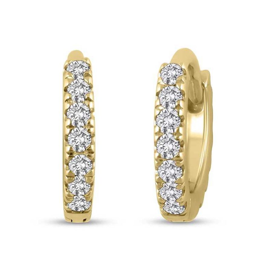 Earrings Zales | 1/6 Ct. T.W. Diamond Hoop Earrings In 10K Gold